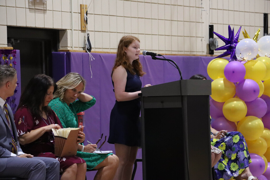 Valedictorian speaks. 