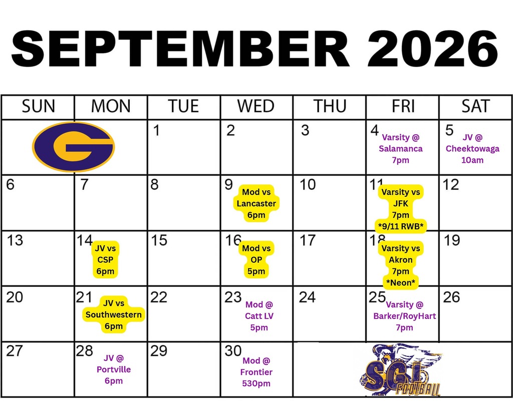 SGI Football Schedule