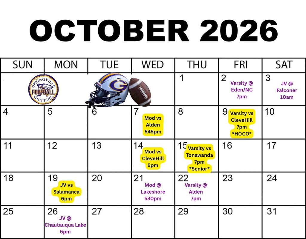 SGI Football Schedule