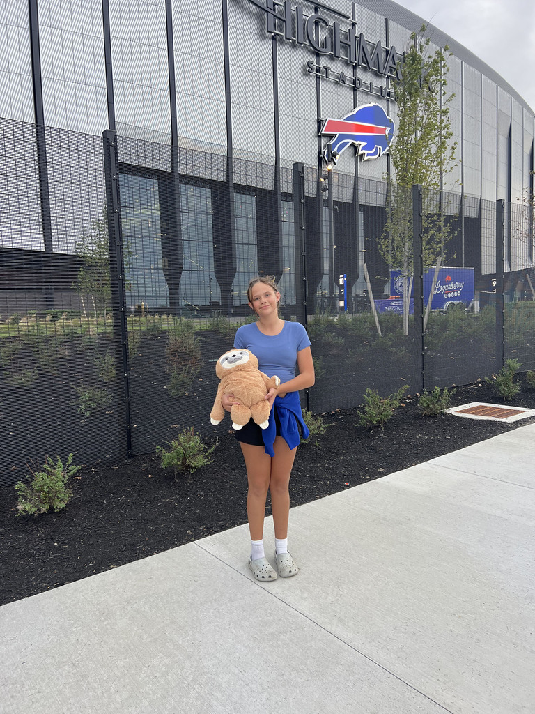 Skylar with Sheldon at the Bills Stadium