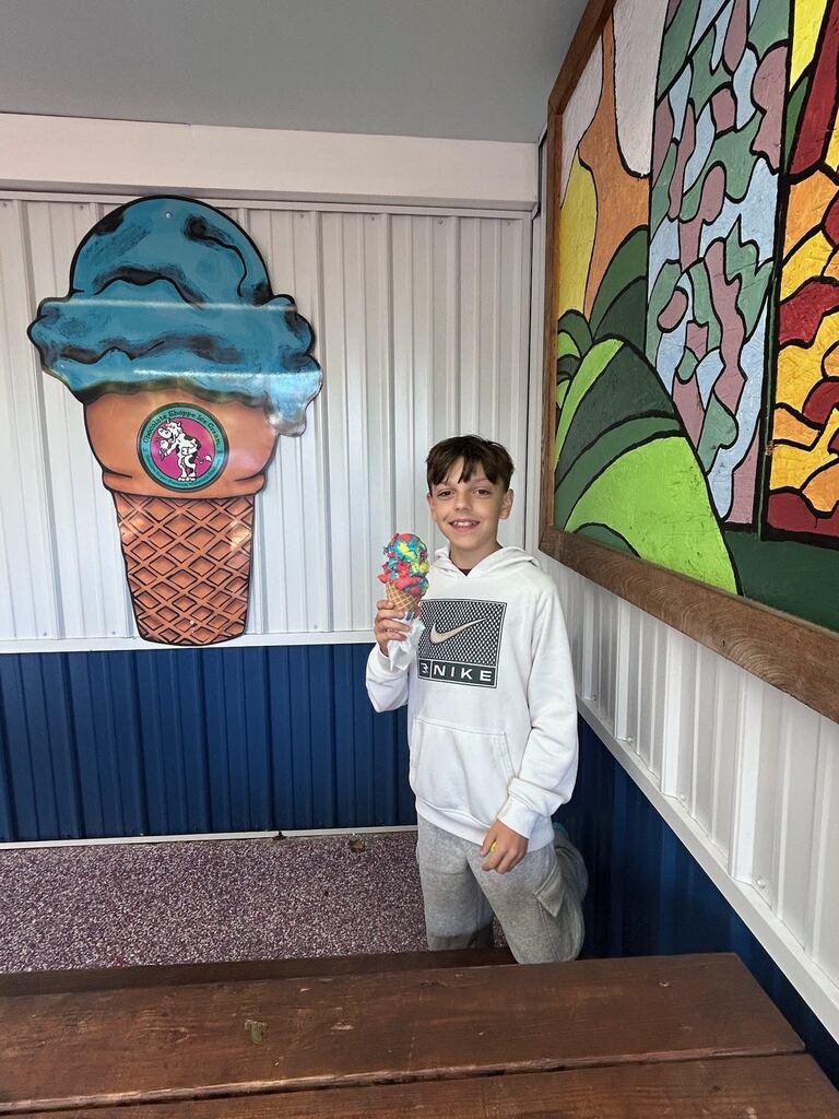 student with ice cream