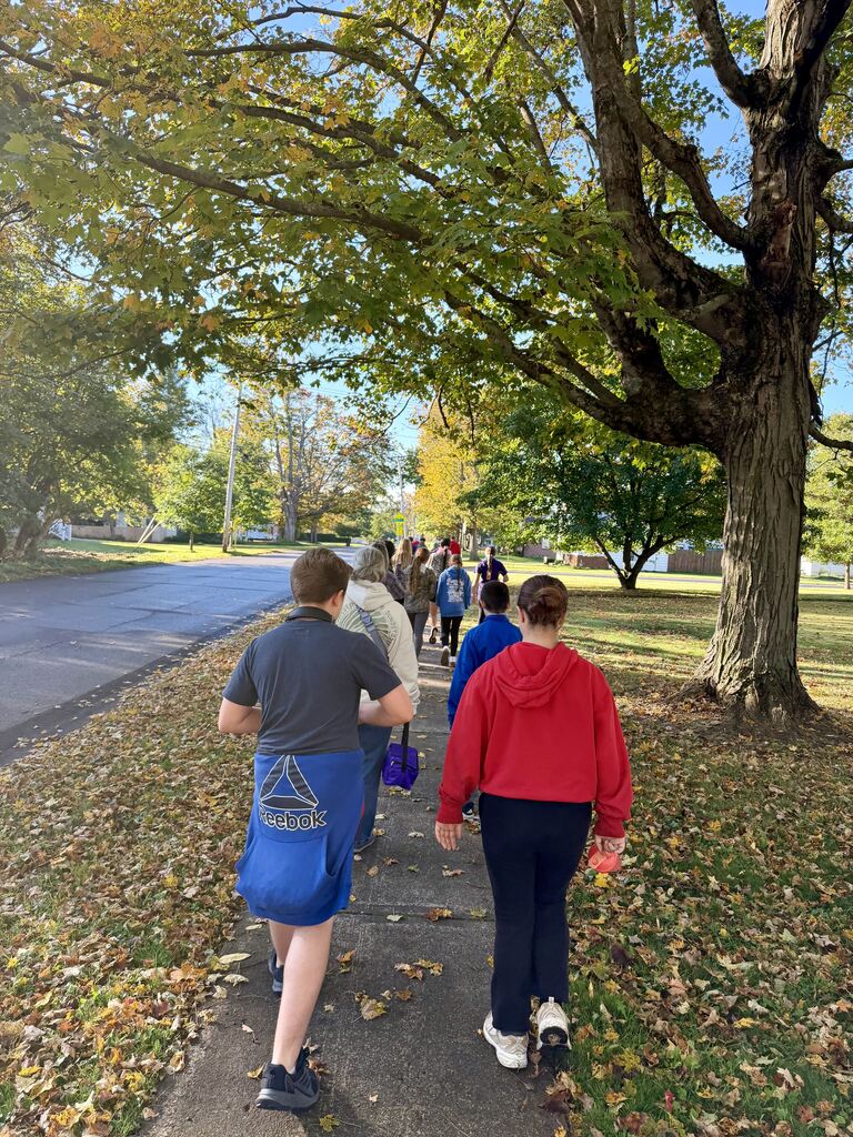 students walking