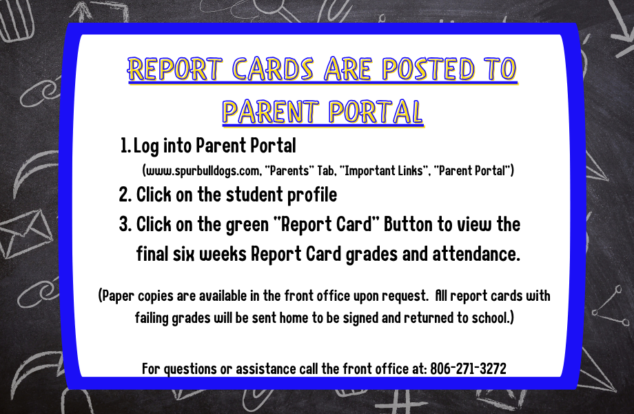 1st 6 Weeks Report Cards have been posted to the Parent Portal!