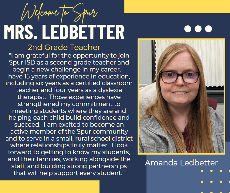 welcome to spur Mrs. Ledbetter