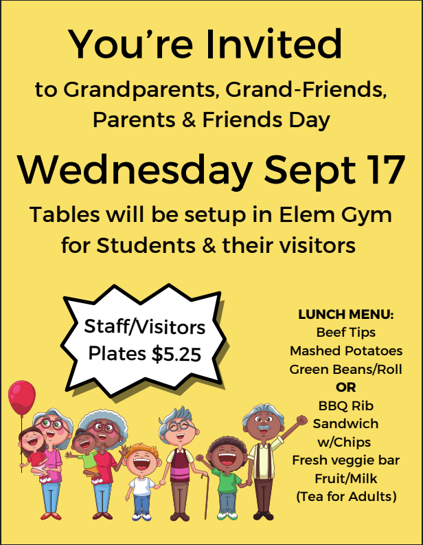 Grandparent's Day is Wednesday Sept. 17th, 2025