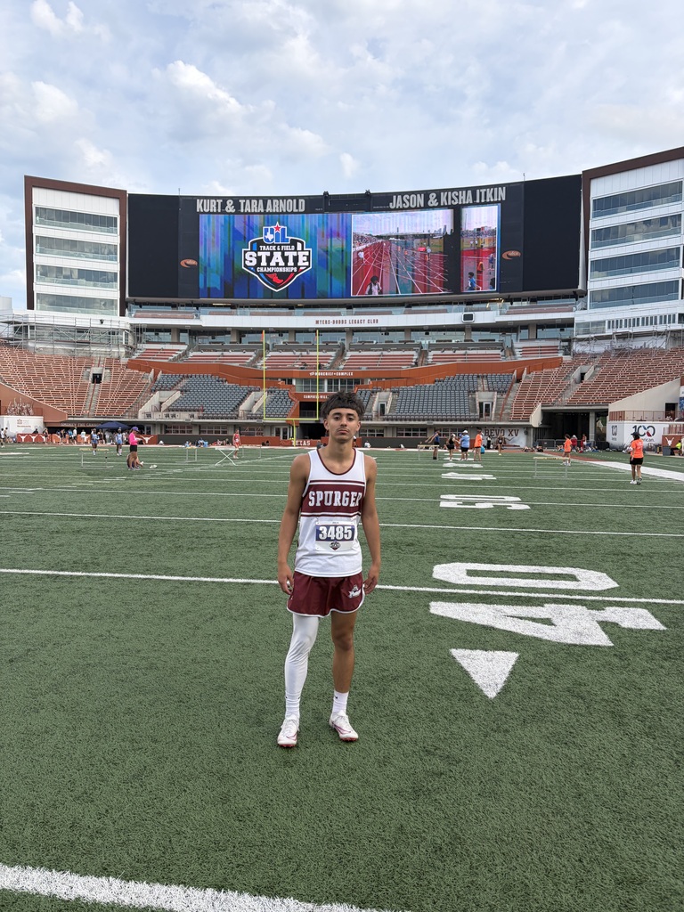 Congratulations Caleb Grissom (standing on football field in track outfit, placed 4th place