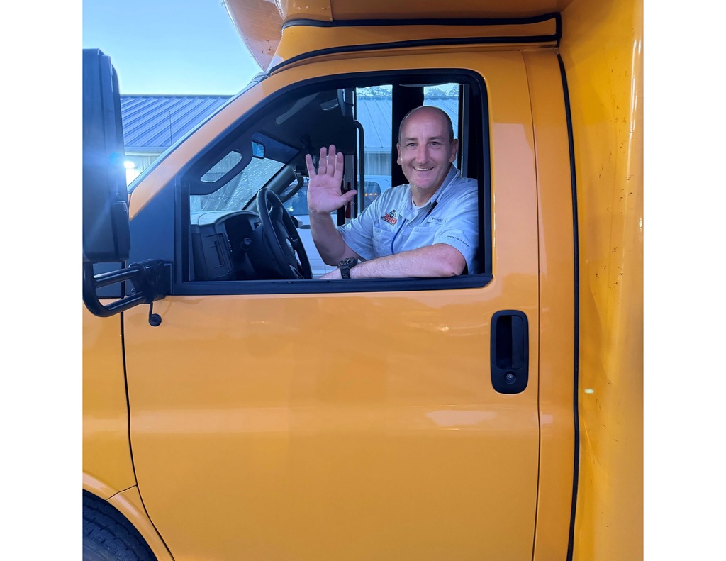 Jeff Burnthorn, Superintendent drives the bus at Spurger ISD