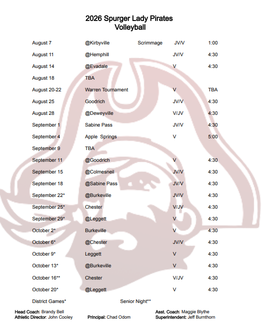 updated schedule