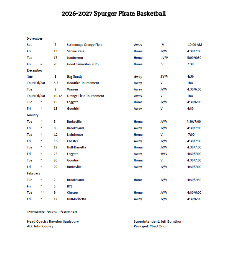 Basketball schedule 26-27