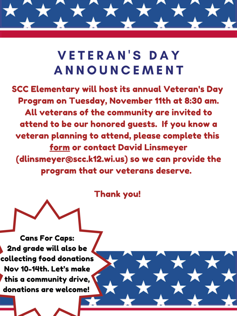Elementary School 2025 Veterans Day Program - November 11, 8:30 a.m.