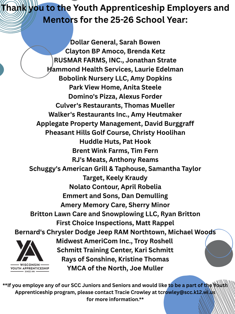 2025 Youth Apprenticeship Thank You - Employers/Mentors