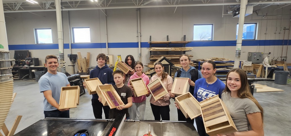 Woodworking students complete box project
