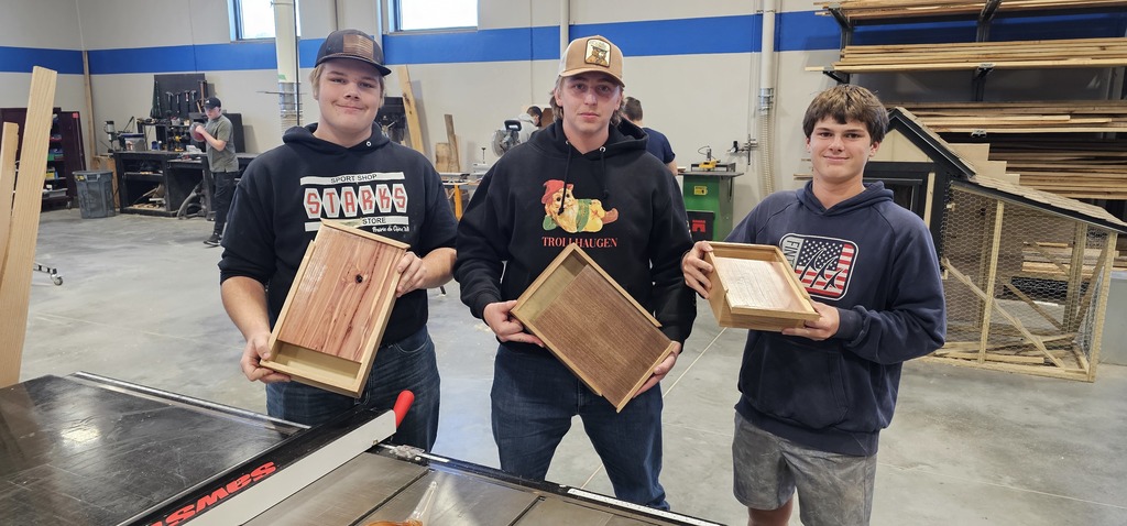 Woodworking students complete box project