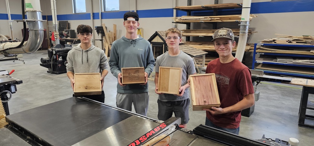 Woodworking students complete box project
