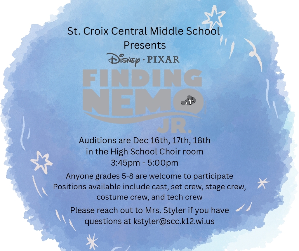 Finding Nemo Middle School Play auditions - December 16th-18th 3:45-5:00 p.m.