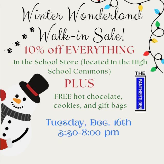 Winter Wonderland Sale - Tuesday, December 16th, 3:30-8:00 p.m.