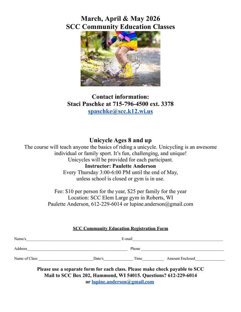 Spring 2026 Community Ed Newsletter