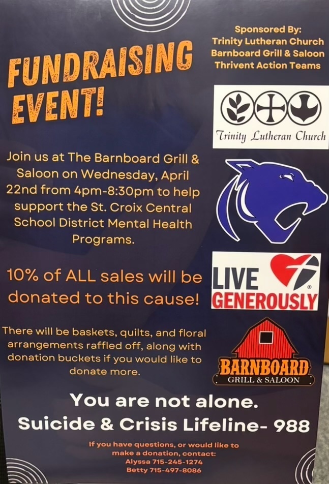 Trinity Lutheran Church/Barnboard Mental Health Fundraiser - April 22nd, 4:00 p.m.-8:30 p.m.
