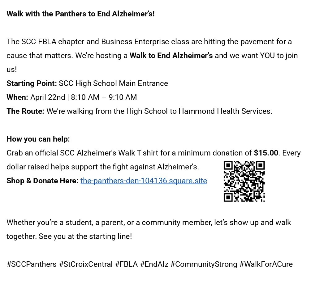 Walk to End Alzheimer's - April 22nd, 8:10 a.m.-9:10 a.m.