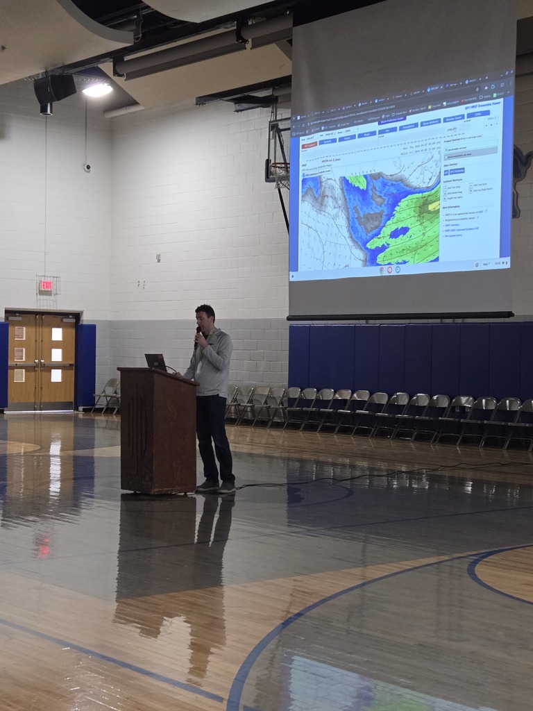 Cody Matz talks weather with SCC 7th graders