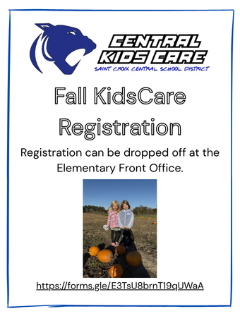 Register now for Fall KidsCare!!