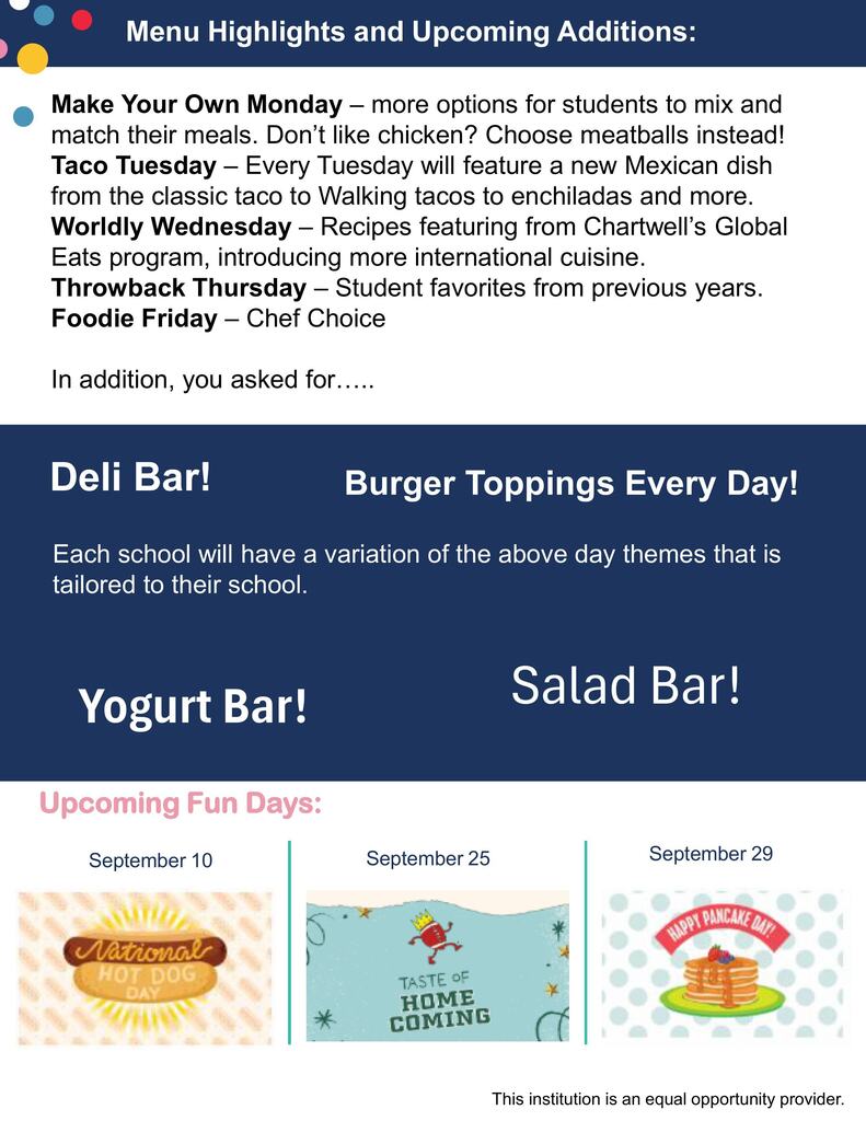 August Food Service Newsletter