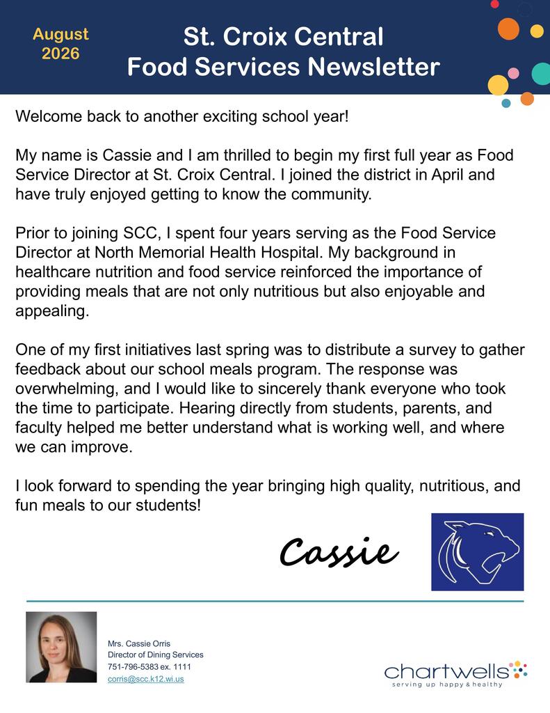 August Food Service Newsletter