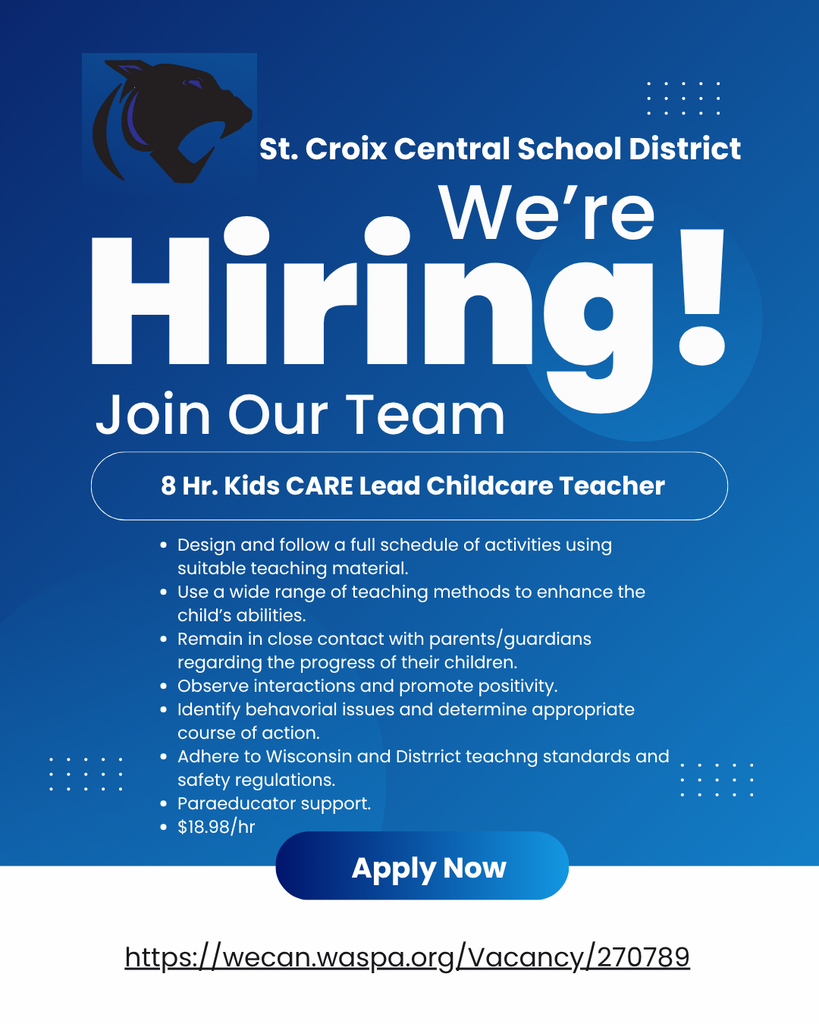 SCC is hiring - Kids CARE Lead Teacher