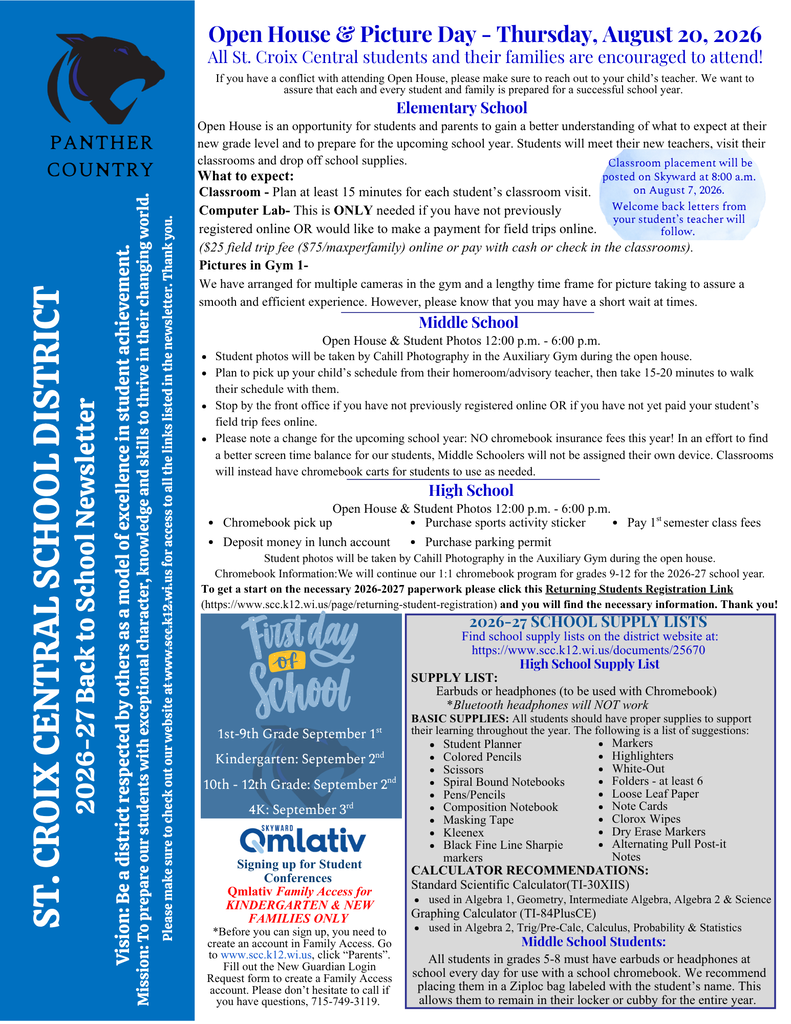 2026 Back to School Newsletter