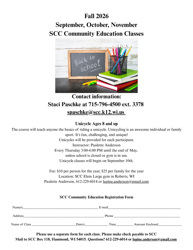 Fall 2026 Community Ed Newsletter