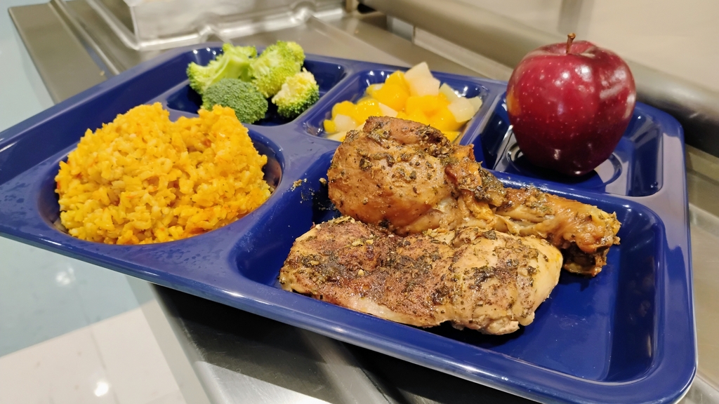 High School lunch - Jerk Chicken