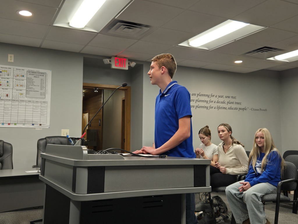 MS Student Council Officers speaking at October 26th School Board Meeting