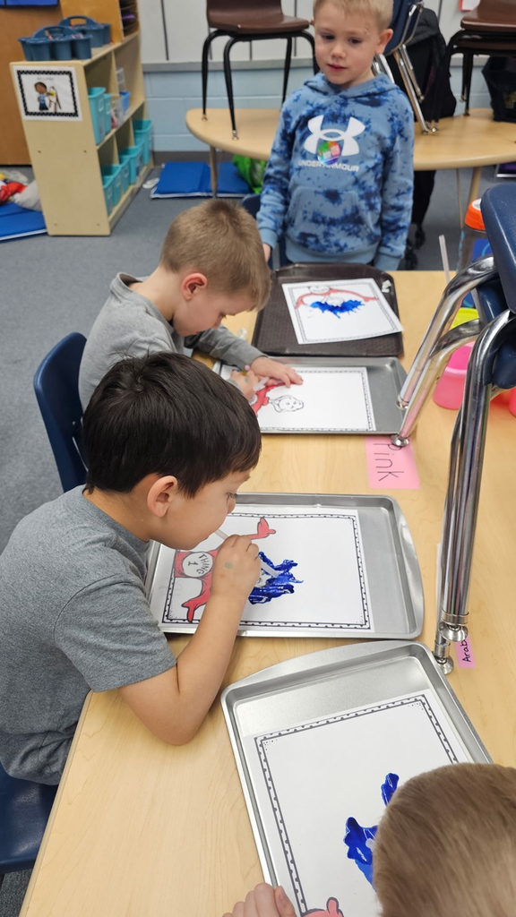 we made thing one and thing two’s with crazy hair by blowing it with a straw! 