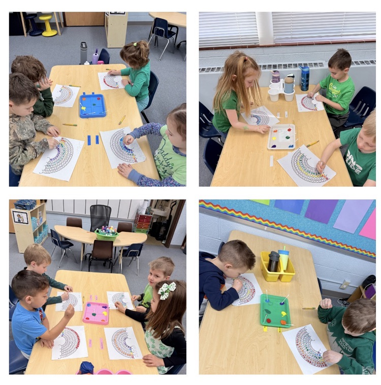 fine motor rainbow painting 