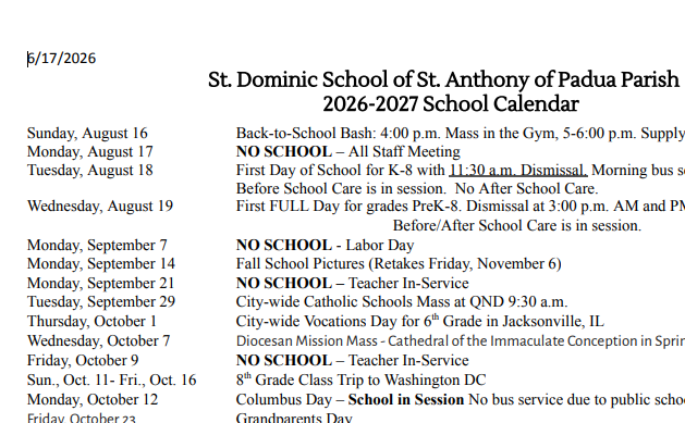 26-27 School Calendar