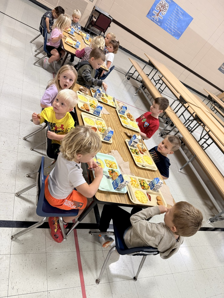 eating lunch in the lunch room 