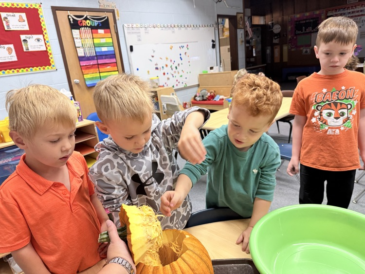 carving our pumpkin
