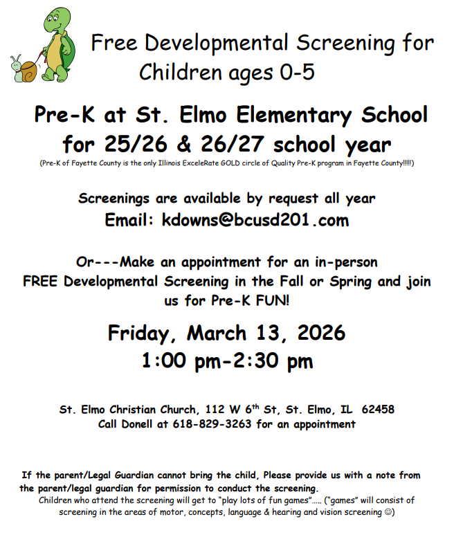 Pre K Screening March 13th