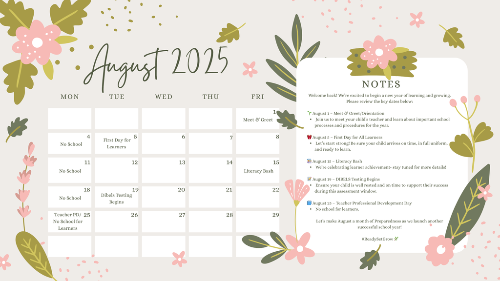 August Calendar