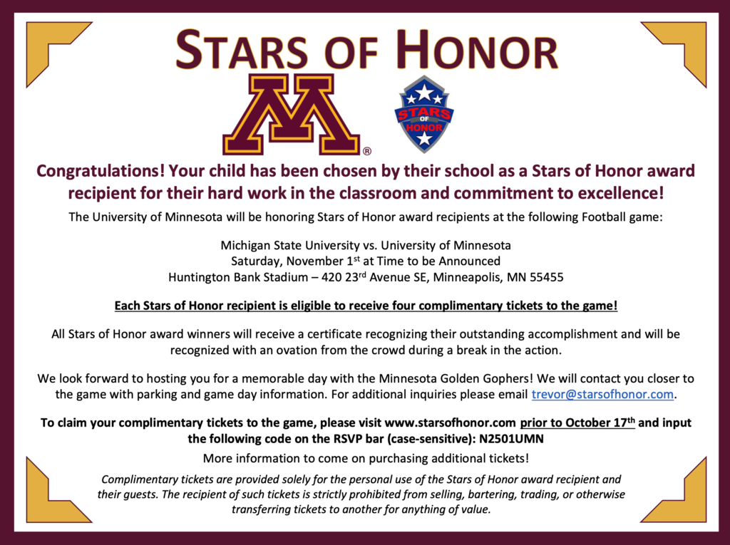  Stars of Honor Academic Program