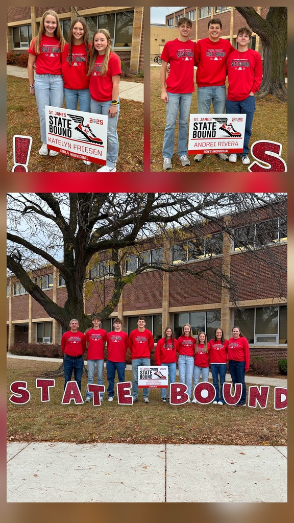 State Bound CC Athletes Posing by send off signs