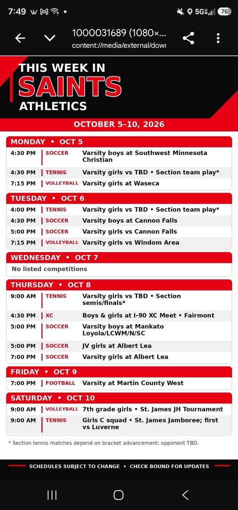 Weekly Schedule