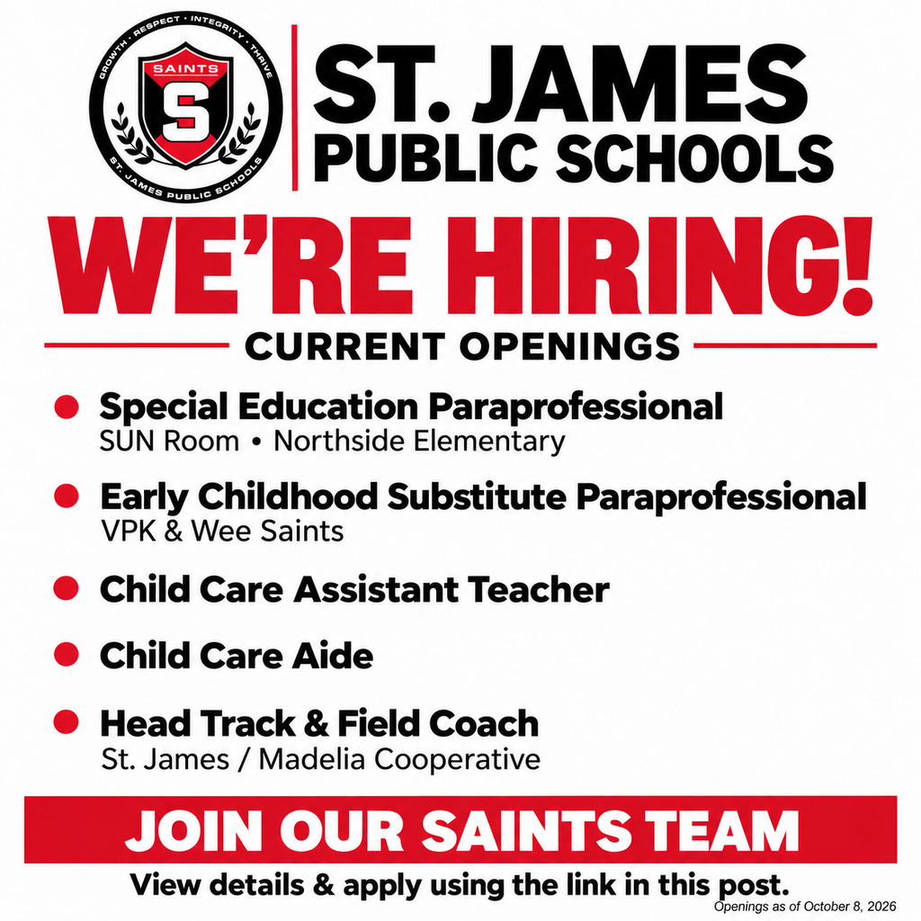 St. James Public Schools is Hiring