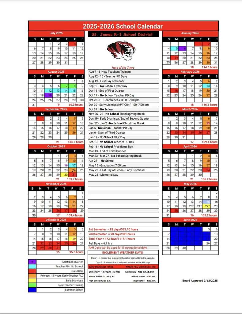 25-26 Academic Calendar