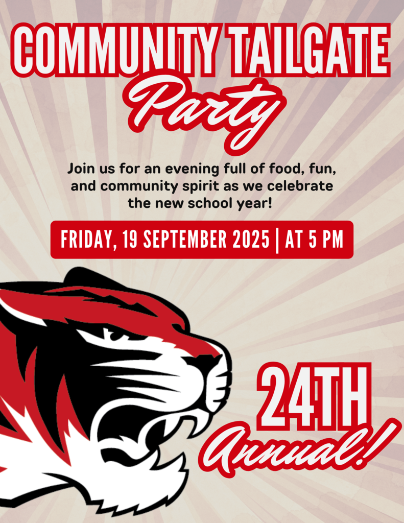Community Tailgate is September 19th from 5-6:30 PM