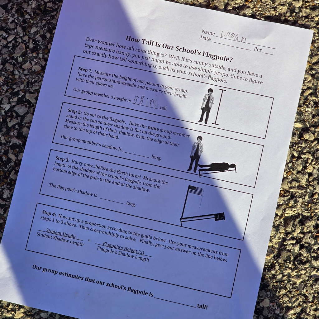 Middle school math students study proportions with a little sunshine, shadows, and math! 