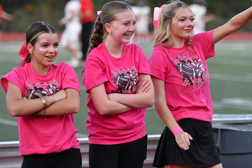 Pink Out Kiddy Camp performed before the varsity football camp on Friday night. 