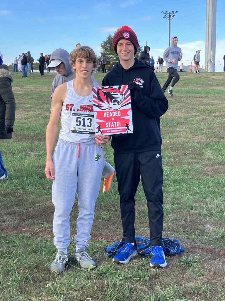 STATE BOUND: Cross-Country Runners Qualify for State! ❤️🐯🤍 Congratulations to our runners for their success at districts today! Two athletes are headed to next week’s state meet after finishing in the top 30: Ashton Moreland (3rd place) and Kylar Hodge (20th place)!  The state meet will take place next Saturday at Gans Creek in Columbia, MO. Help us cheer them on!  #StateBound #XC #stjschools #tigerpride