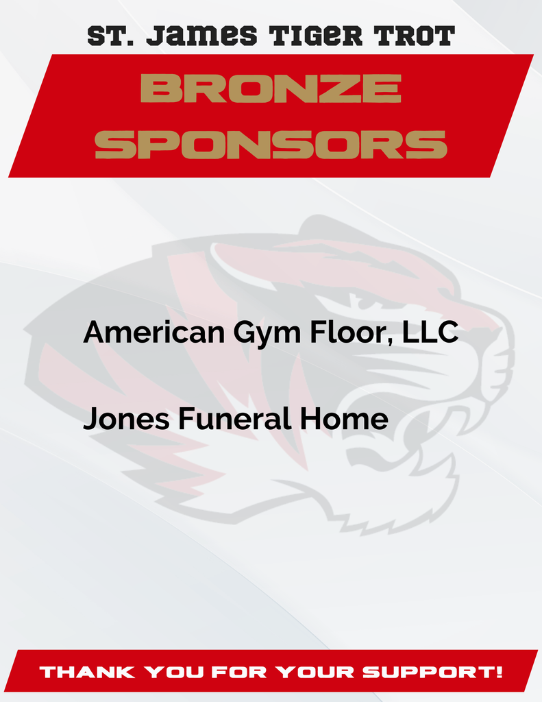 Bronze Sponsors for 5th Annual Tiger Trot: American Gym Floor and Jones Funeral Home