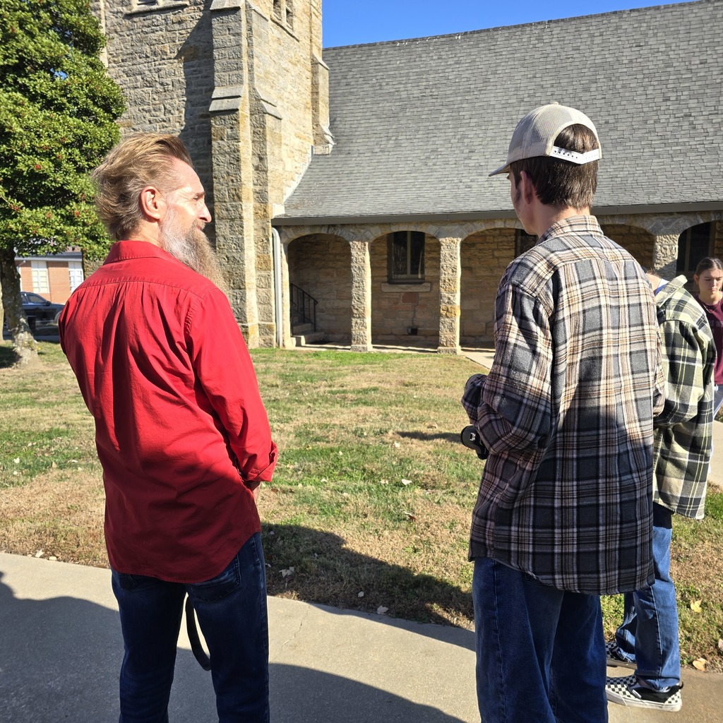 Photography students study architecture at Trinity Episcopal Church. 